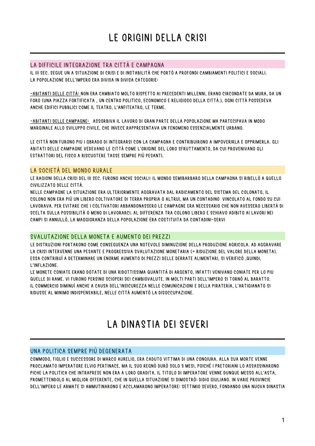 # LE ORIGINI DELLA CRISI

LA DIFFICILE INTEGRAZIONE TRA CITTÀ E CAMPAGNA

IL III SEC. SEGUE UN A SITUAZIONE DI CRISI E DI INSTABILITÀ CHE PO