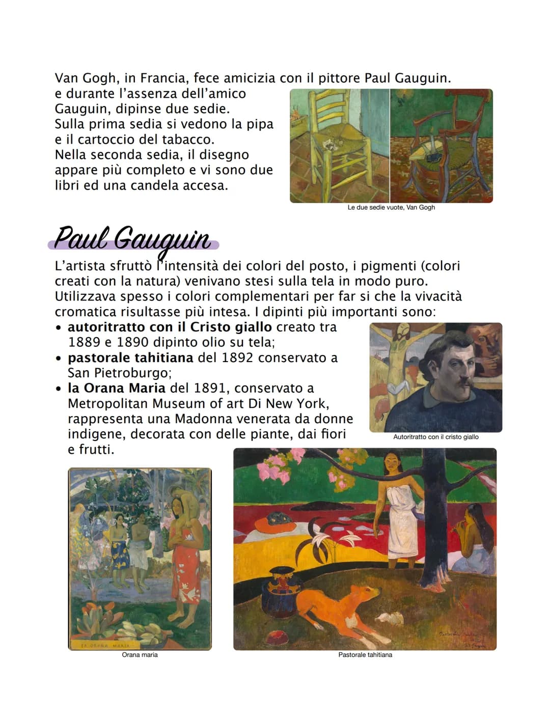 # Post impressionismo

Il post impressionismo è una tendenza artistica che conserva solo
alcune caratteristiche dell'impressionismo.
Gauguin