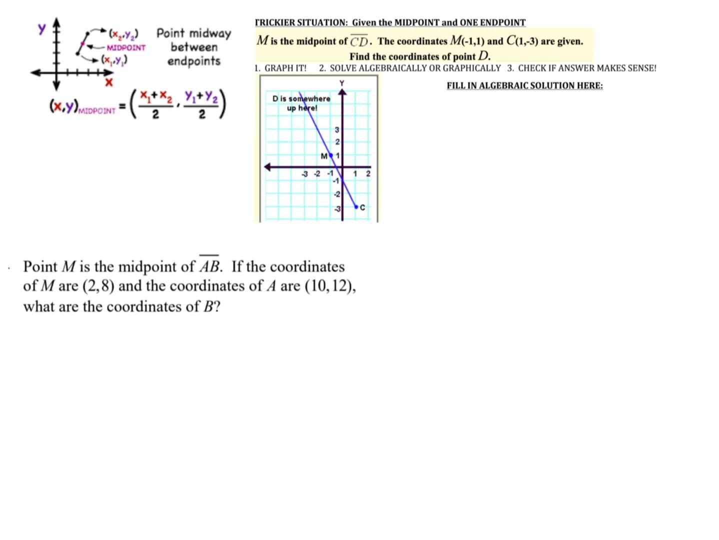 The distance between two points A(x1, y₁) and B(x2, y2) is
d = $\sqrt{(x_2-x_1)^2 + (y_2-y_1)^2}$.

y
d
У2-У1
X2-X1
X
0
X1
X2

Using Midpoin