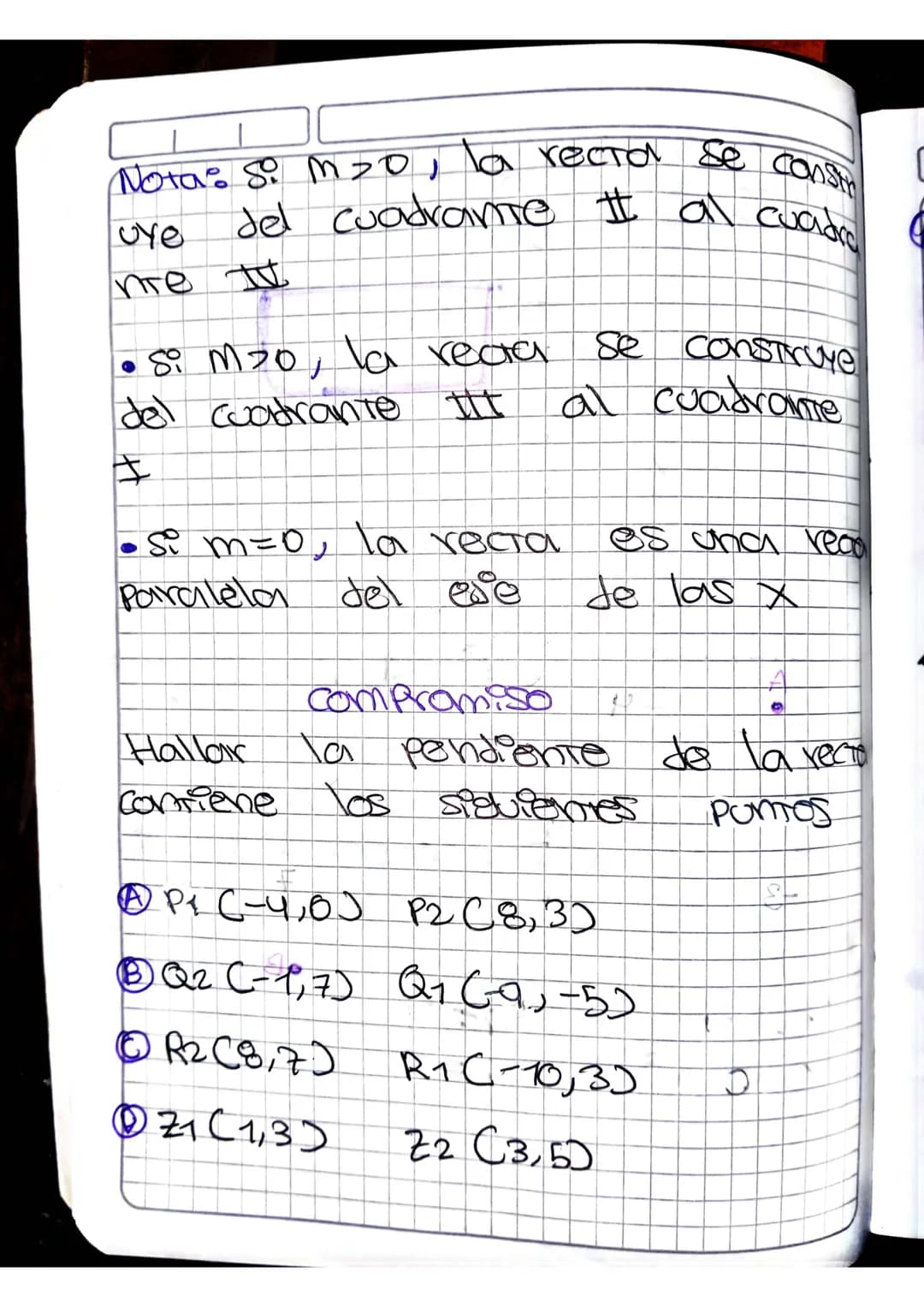 0104 24 Linea recta

Pendiente de una reстa. La Pen
diente de una recta se defino
como la inclinación que tiene
decha recта con respecto al 
