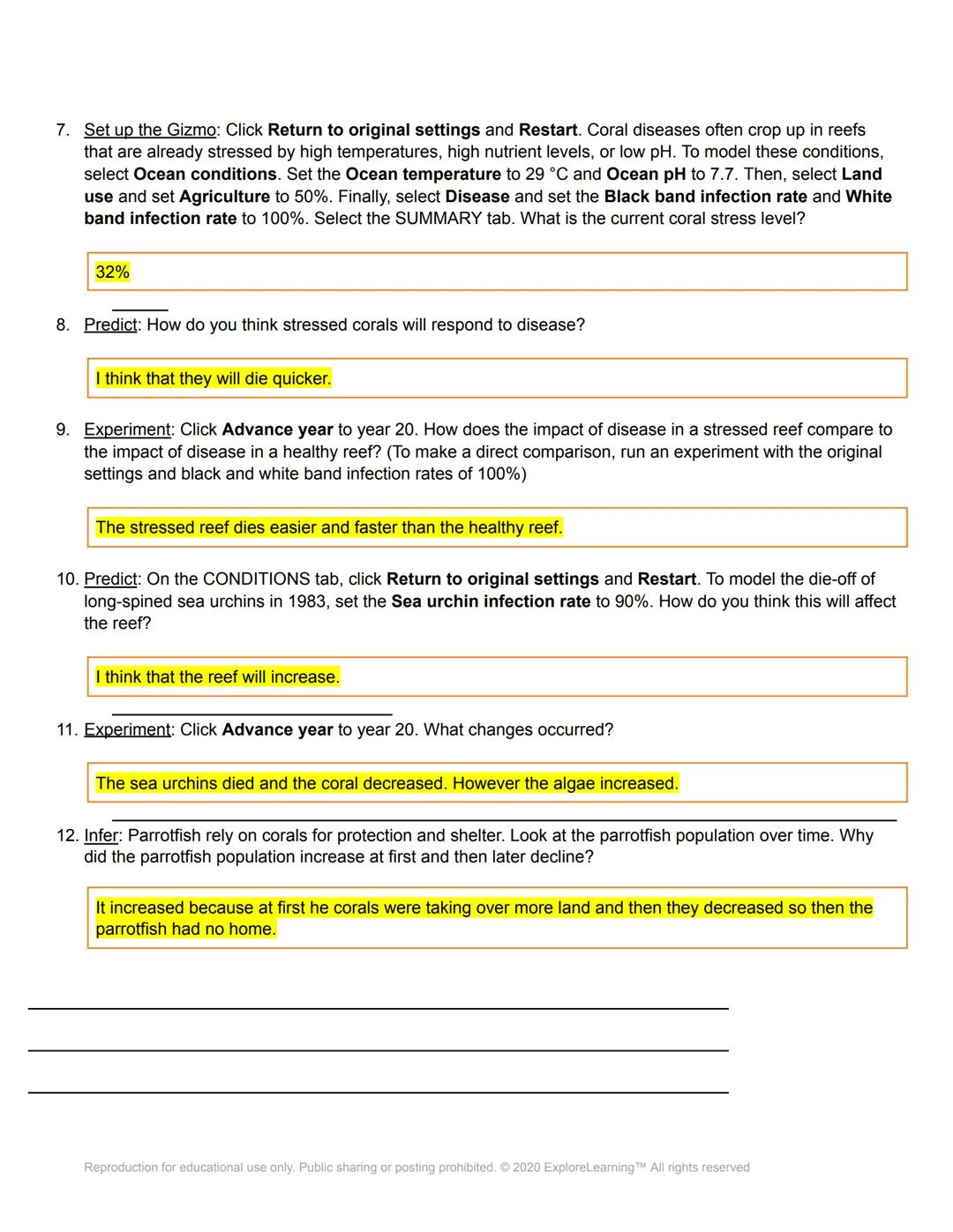 # Gizmos

Name: Katie Whitson

Date: 04-07-2021

# Student Exploration: Coral Reefs 2 - Biotic Factors

Directions: Follow the instructions 