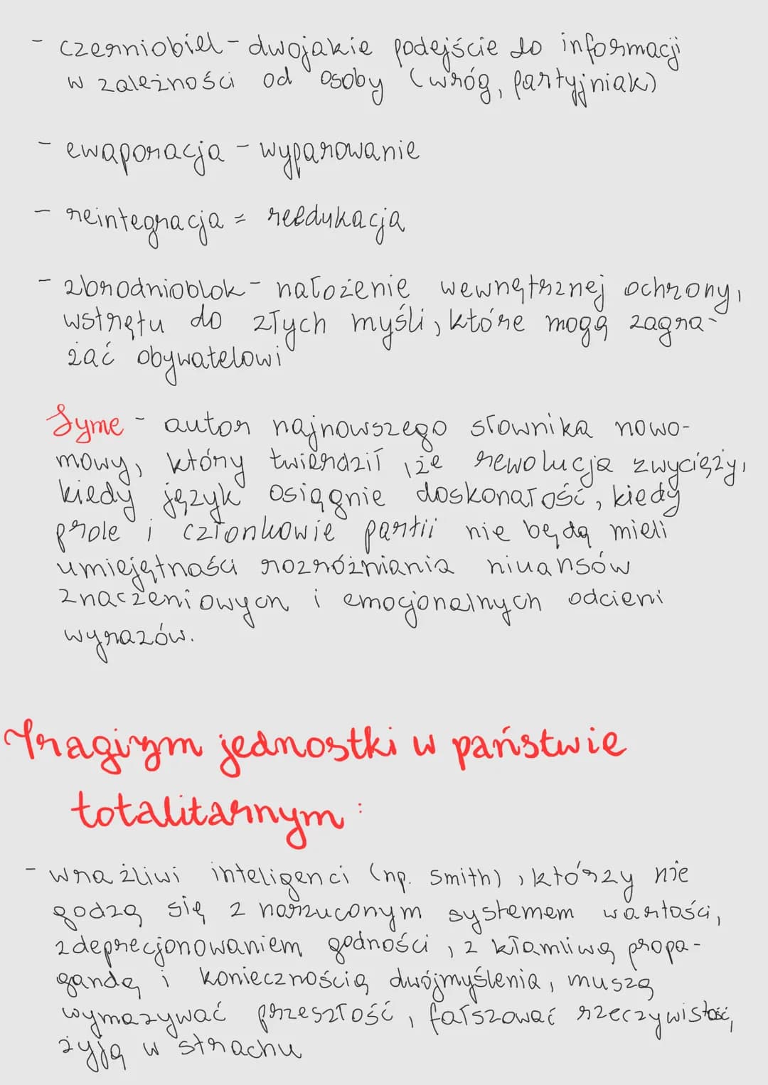 # Pajniki nowomowy

Nowomowa - język wiaczy i propagandy w
państwach totalitarnych, służquy do manipulo
wania ludźmi i kreowania zafałszowan