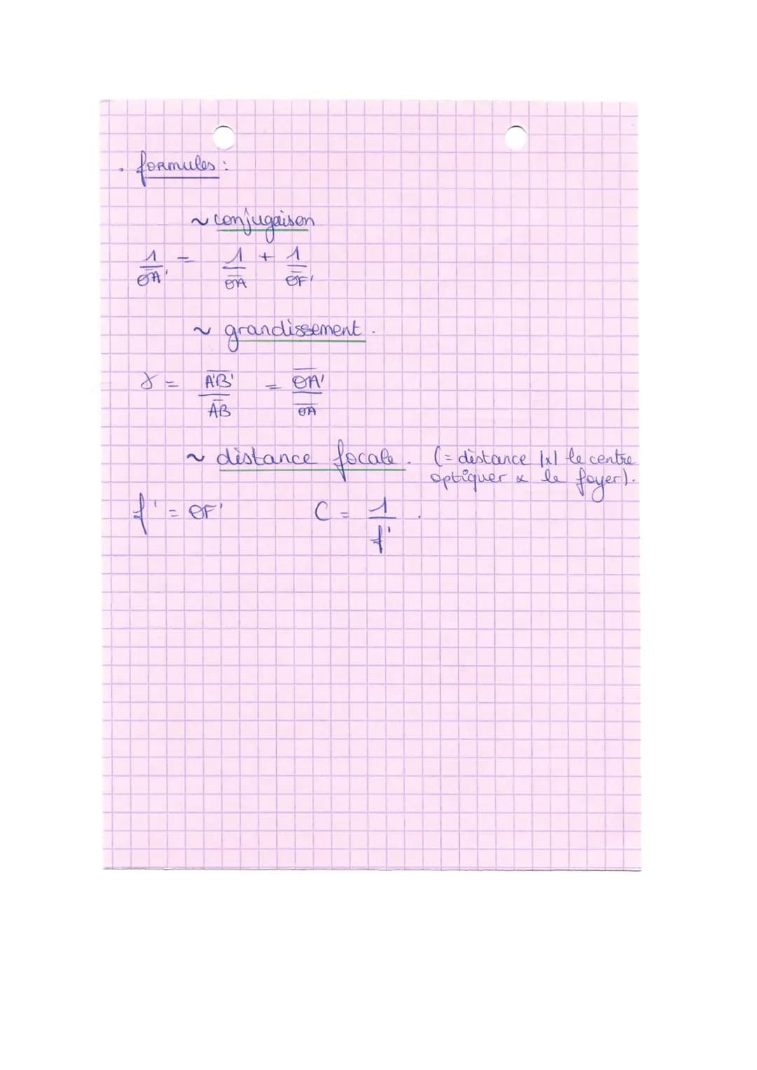 Physique

l'eil a l'app photo. Fiche 1

- rayon lumineux
→ centre optique
= pas dévié

- rayon lumineux
→ foyer principal objet
= // à l'axe