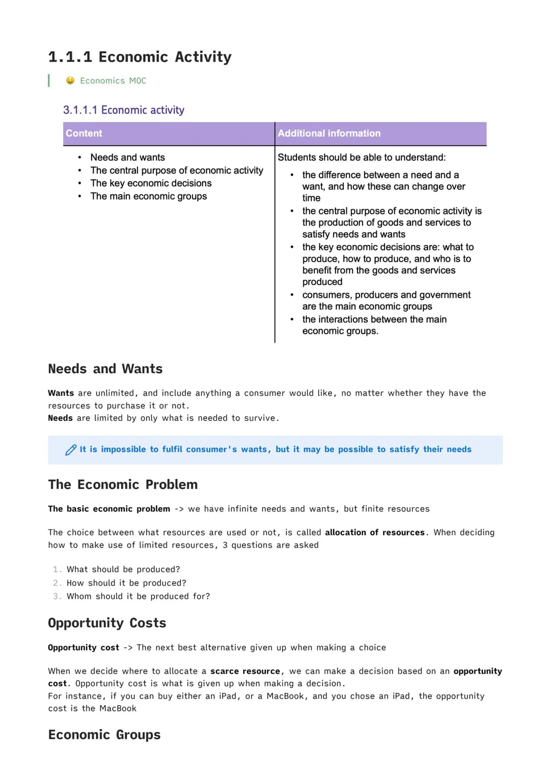 # Economics Paper 1

Reuben Cowell # 1.1.1 Economic Activity

| Economics MOC

### 3.1.1.1 Economic activity

| Content | Additional informa