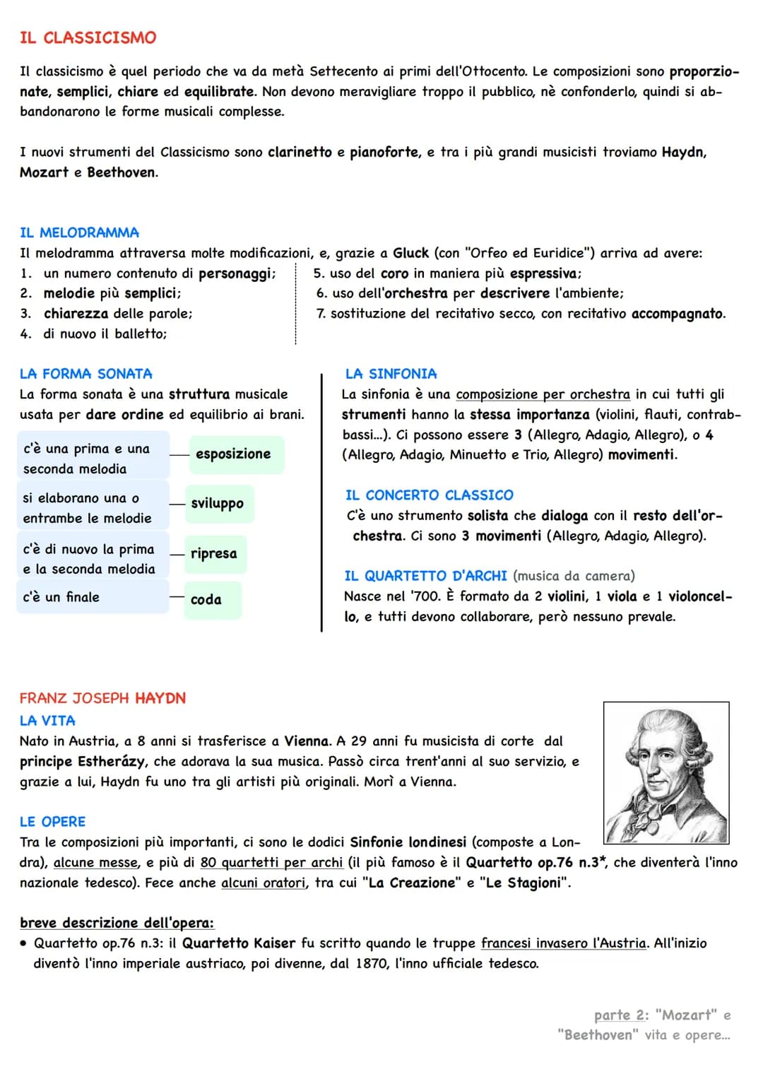 # IL CLASSICISMO

Il classicismo è quel periodo che va da metà Settecento ai primi dell'Ottocento. Le composizioni sono proporzio-
nate, sem