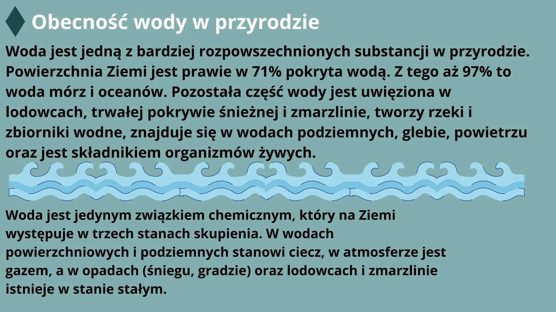 # 28

Woda - właściwości i rola w
przyrodzie

MAŁGOSIA CZECH VIIB # Obecność wody w przyrodzie

Woda jest jedną z bardziej rozpowszechnionyc