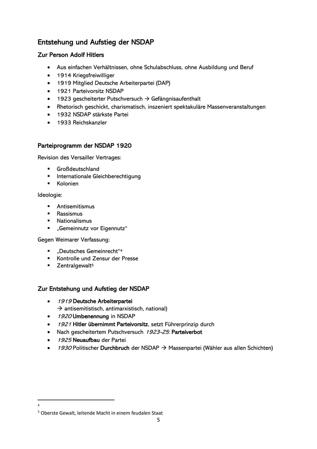 # Geschi Lernzettel Nationalsozialismus

(Gründe für) Das Scheitern der Weimarer Republik

Ablehnung des Versailler Vertrags

*   „Diktatfri