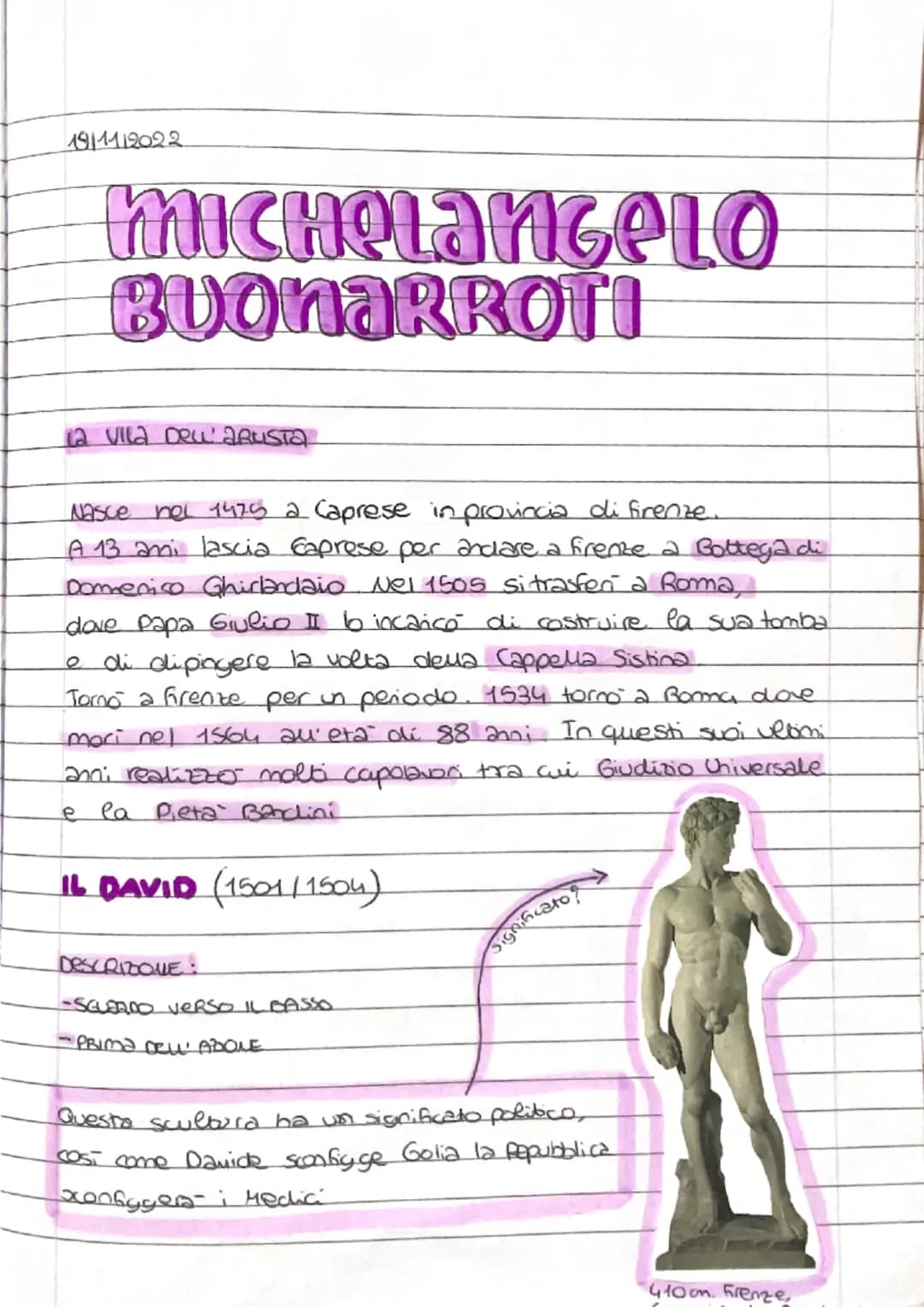 1911112022

# MICHELANGELO
## BUONARROTI

la vila DewaruSTa

Nasce nel 1975 a Caprese in provincia di firenze....
A 13 ani lascia Caprese pe