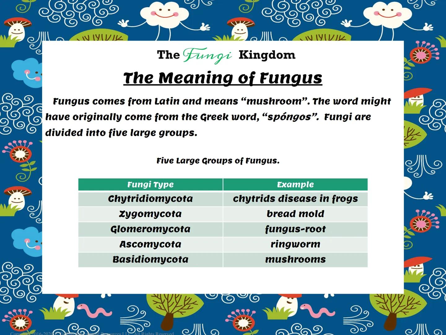 # The Fungi Kingdom

Passages & Comprehension Questions

Fungi Kingdom

Copyright 2016-2020 TiePlay Educational Resources Allerghts Reserved