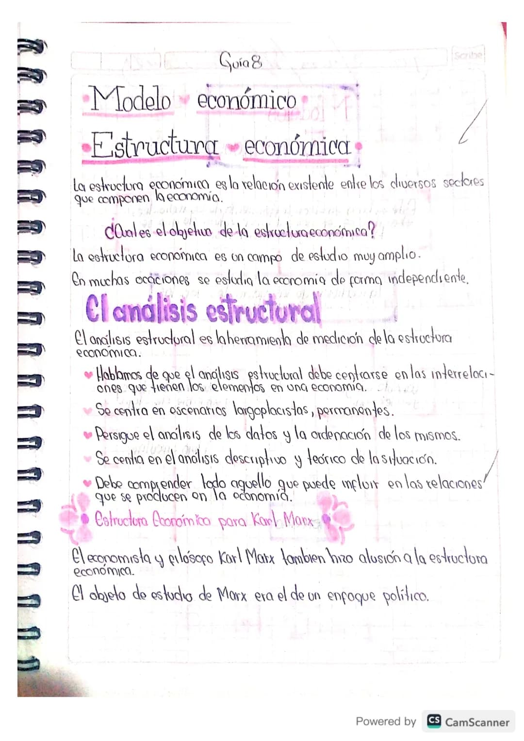 Scribe
Guía 8
*   Modelo económico
*   Estructura económica

La estructura económica es la relación existente entre los diversos sectores
qu