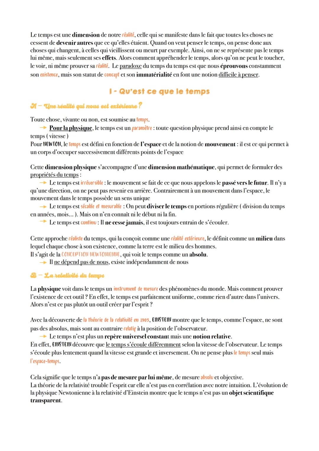 C H A P I T R E 14

LE TEMPS Le temps est une dimension de notre réalité, celle qui se manifeste dans le fait que toutes les choses ne
cesse