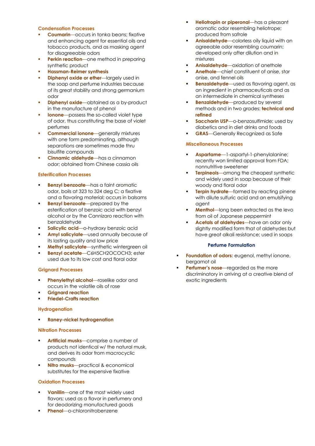 # FRAGRANCES, FLAVORS, AND FOOD ADDITIVES

## The Perfume Industry

- Fragrances-manufacture of perfume,
cologne, and toilet water
- Old spi