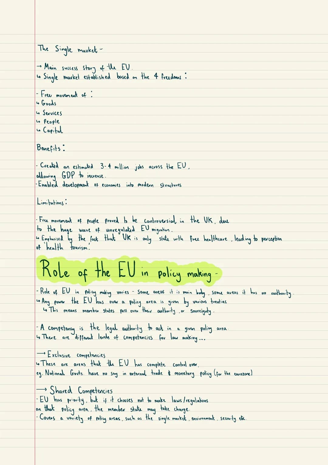 # The EU # H/W The European Union

- The EU is a political and economic union of a group of European countries.
↳ It is supranational, meani