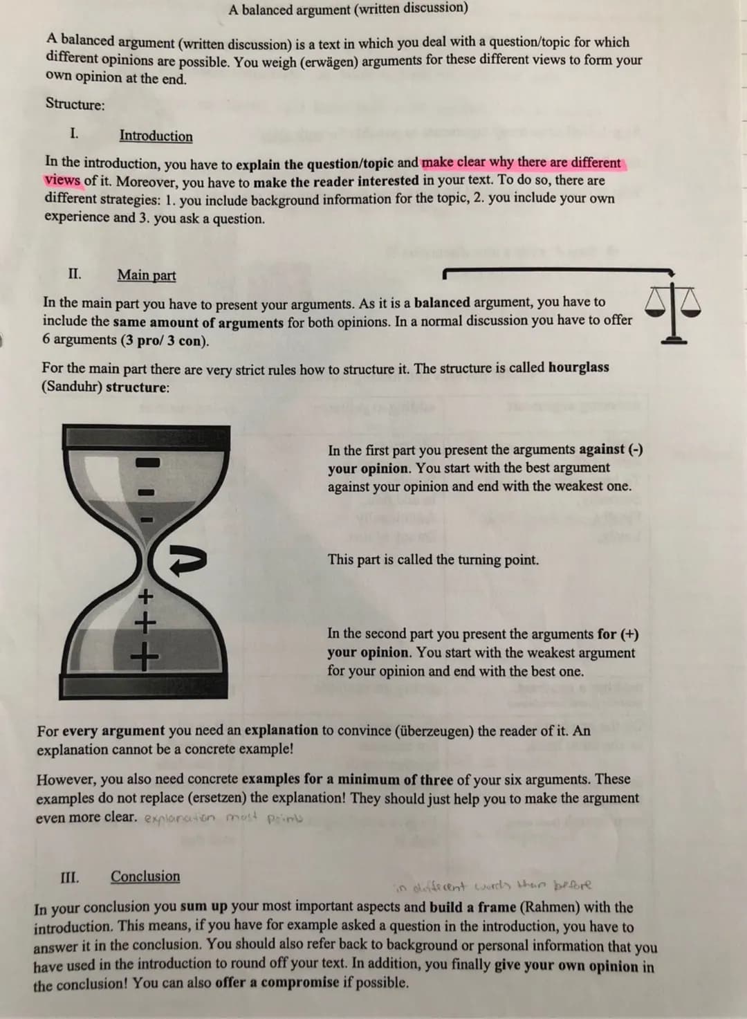 A balanced argument (written discussion)

A balanced argument (written discussion) is a text in which you deal with a question/topic for whi