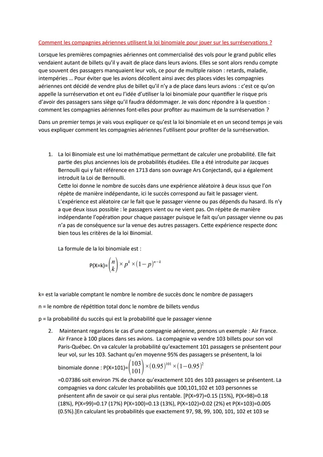 # Comment les compagnies aériennes utilisent la loi binomiale pour jouer sur les surréservations ?

Lorsque les premières compagnies aérienn