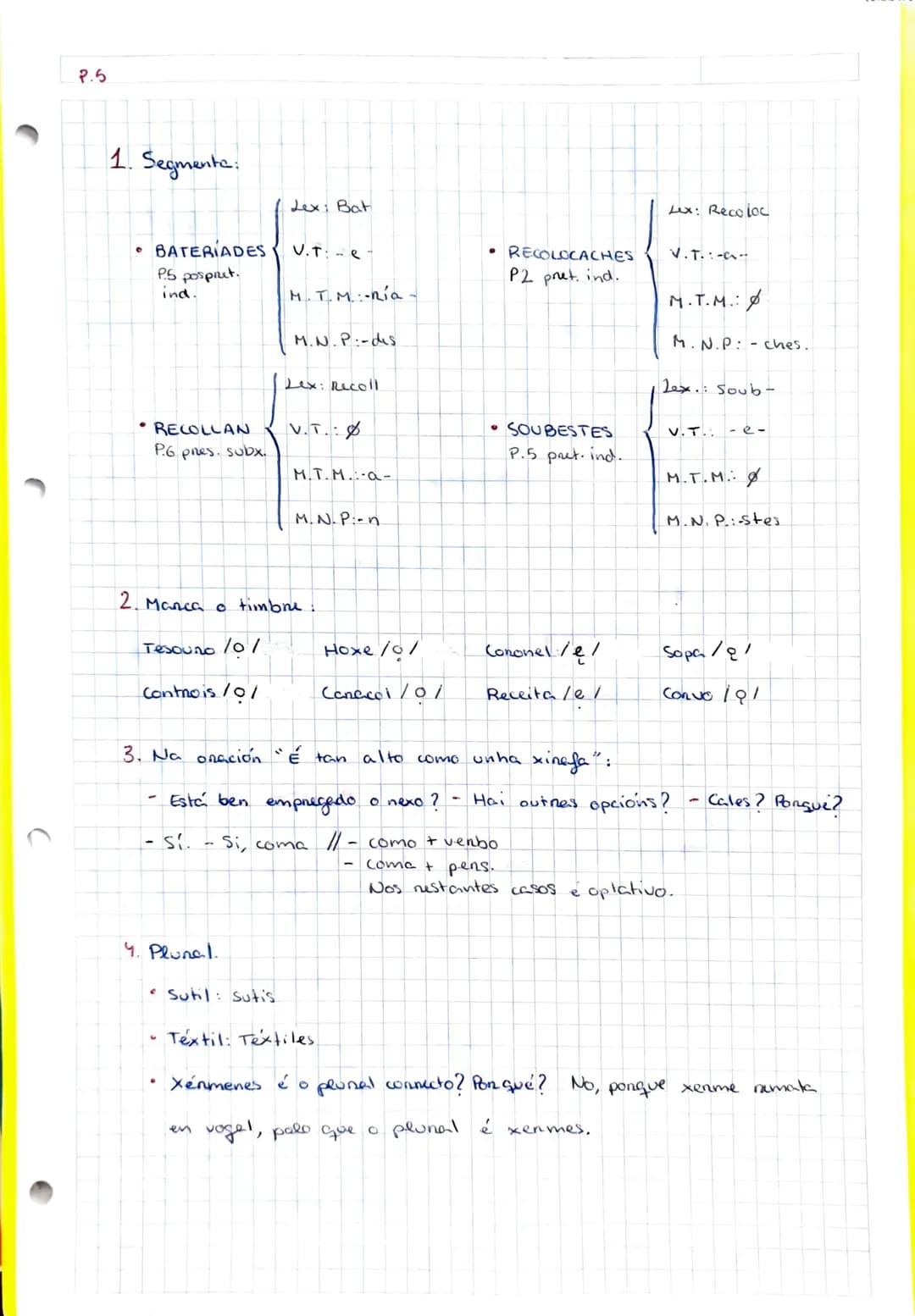 # lingua

X SUBSTANTIVO/ADXETIVO

Singular

Pax. 1

Plunal

Exemplo

1. Se remata en vogal ou-n

+S

Inani-s

2. Se remata en consonante

+ 