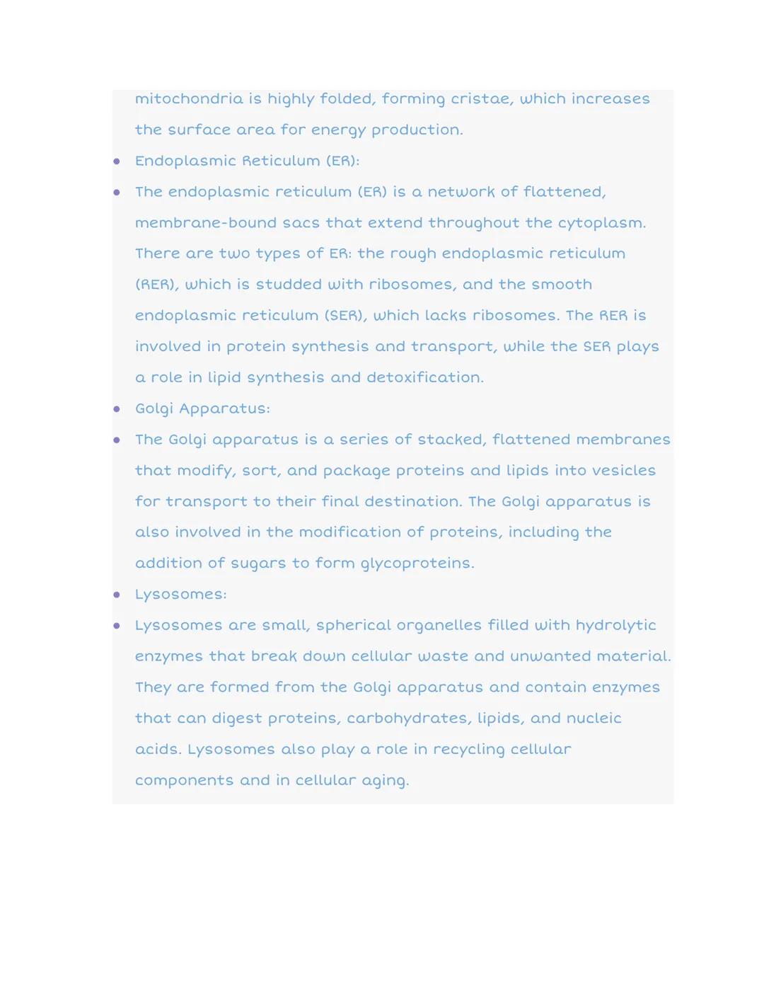# 2.2 Cell Structure and

# Function:

Nucleus
Nuclear membrane
Vacuole
Ribosome
Lysosomes
Microtubules
Centrioles
Cytoplasm
Microvilli
Golg