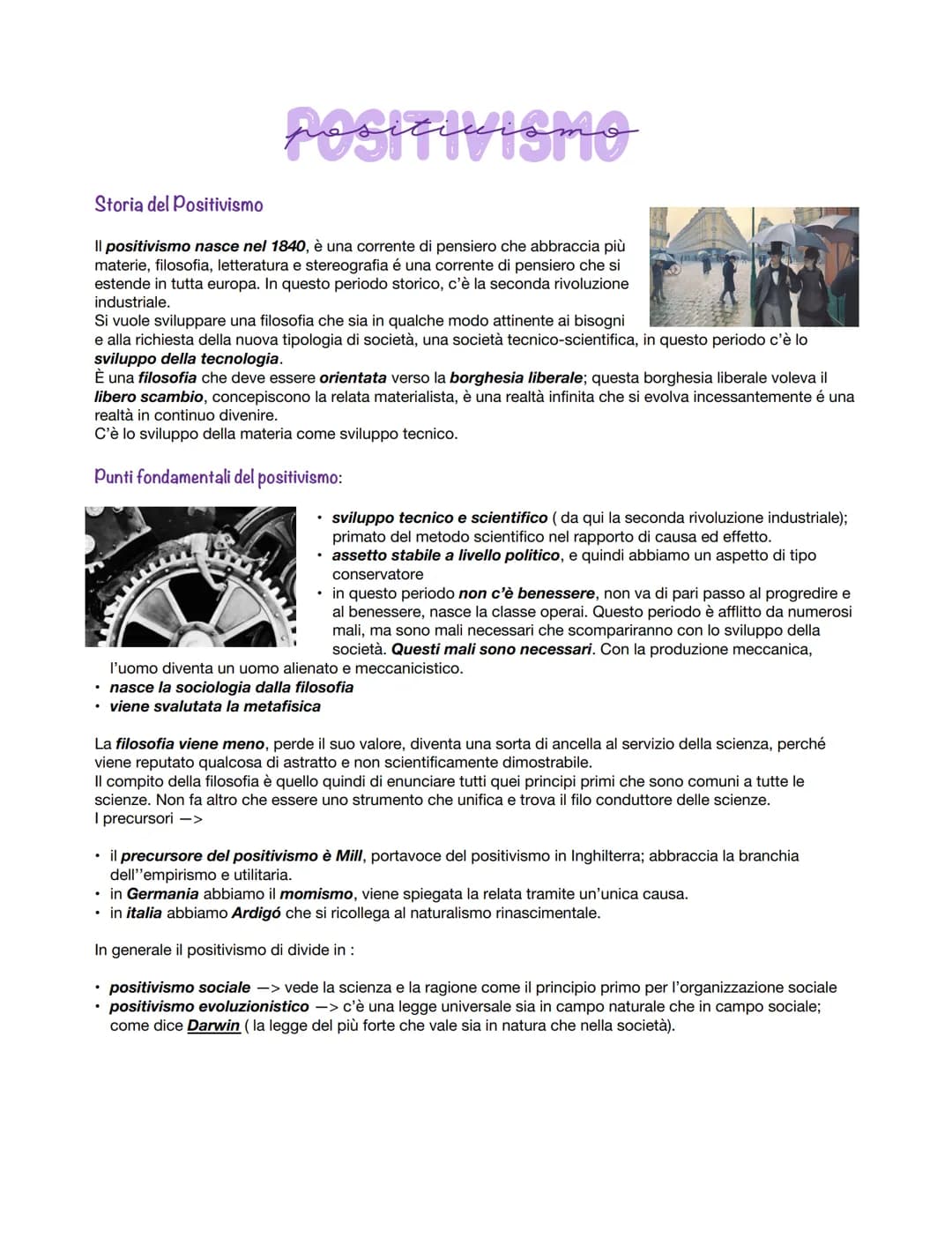 # POSITIVISMO

Storia del Positivismo

Il positivismo nasce nel 1840, è una corrente di pensiero che abbraccia più
materie, filosofia, lette