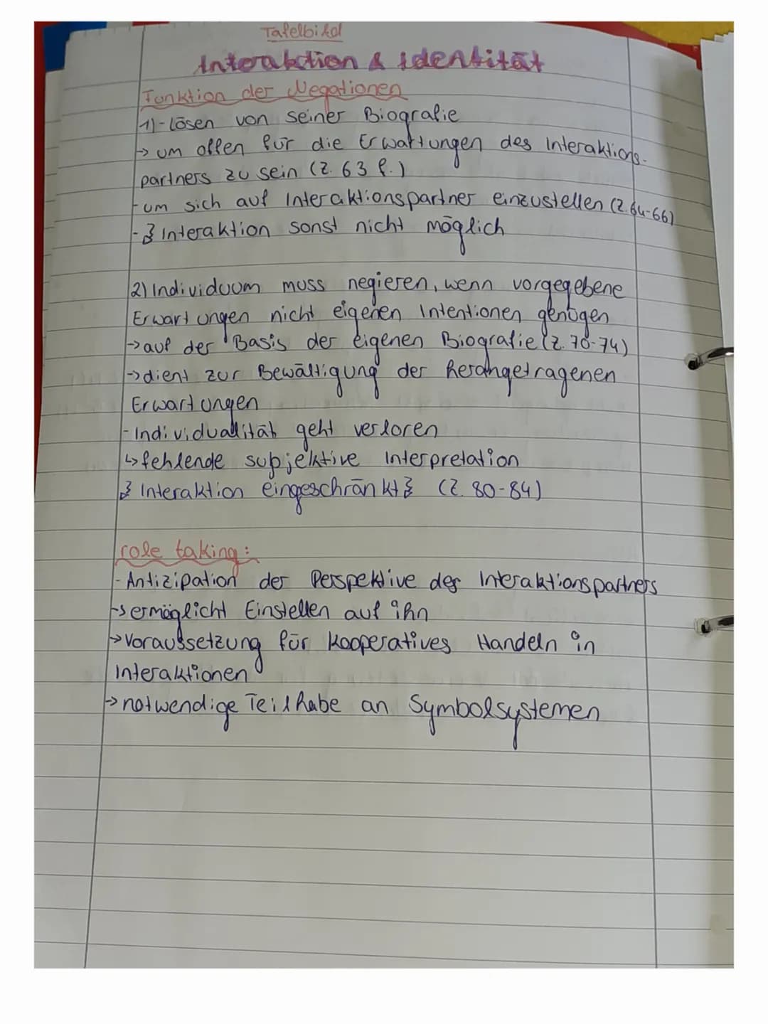 Tafelbikl
# Intorabction & Identität
## Tunktion der Negationen
- 1-Lösen von seiner Biografie
- → um oflen für die Erwatt.
Erwartungen
part
