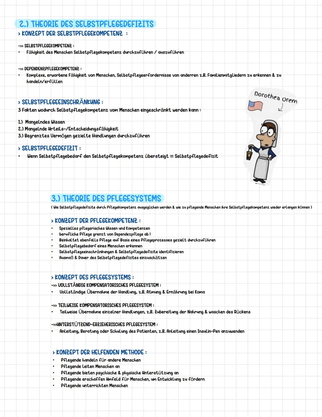 # OREM MODELL-

-> Dorothea Orem entwickelte die Selbst-Defizit-Theorie im jahr 1950+1960er Jahren

-> Orem rückt „Selbstpflege" in Mittelpu