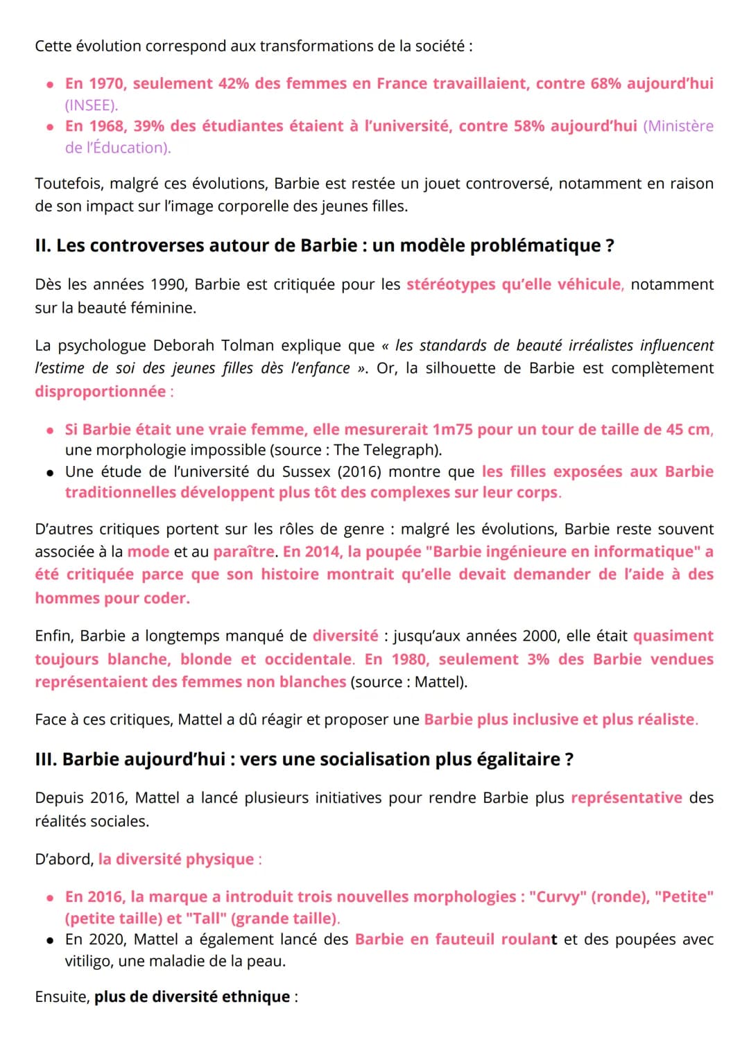 # GRAND ORAL SES

Comment Barbie a influencé la socialisation
des jeunes filles ?

Depuis son lancement en 1959, Barbie est bien plus qu'un 
