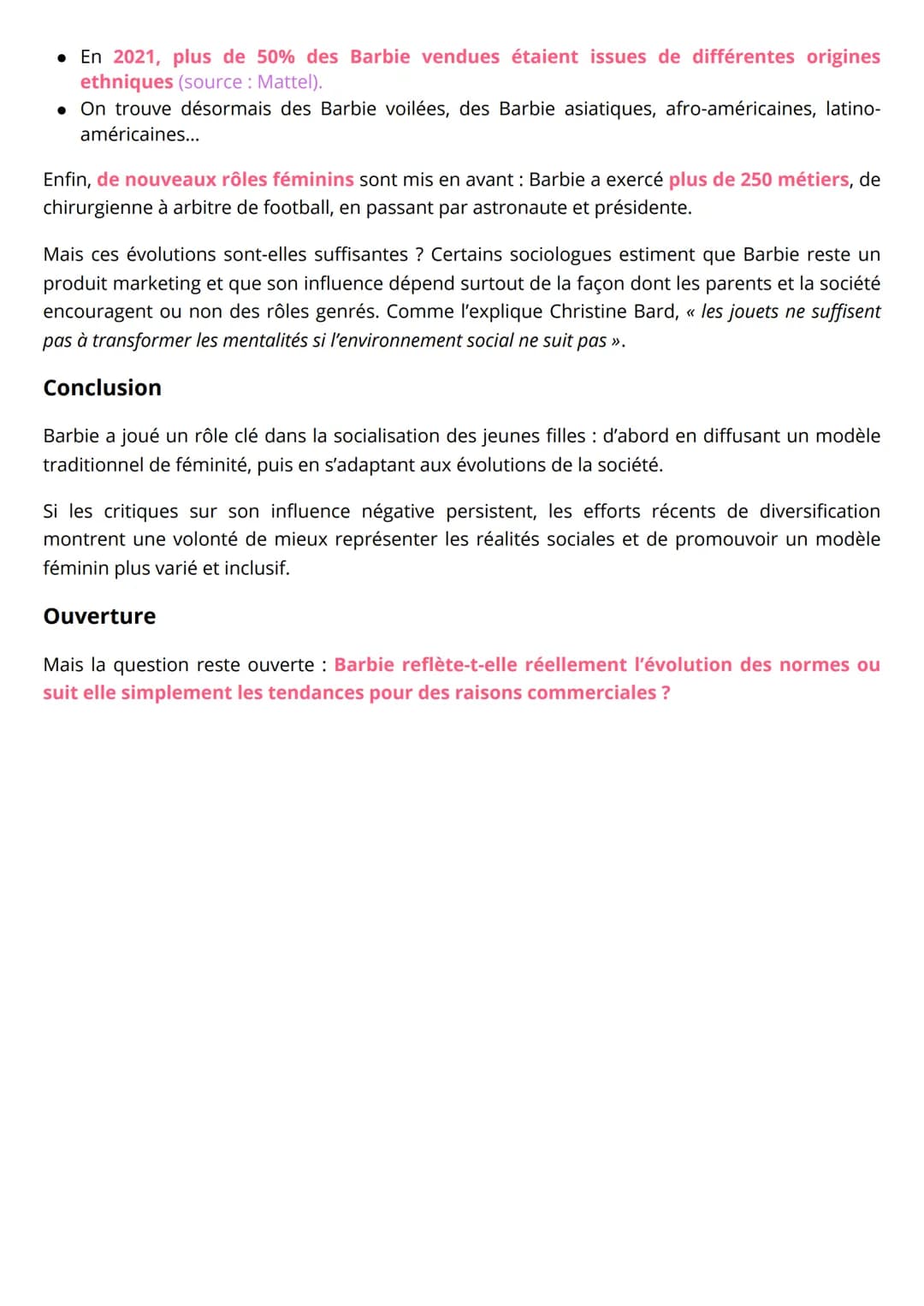 # GRAND ORAL SES

Comment Barbie a influencé la socialisation
des jeunes filles ?

Depuis son lancement en 1959, Barbie est bien plus qu'un 