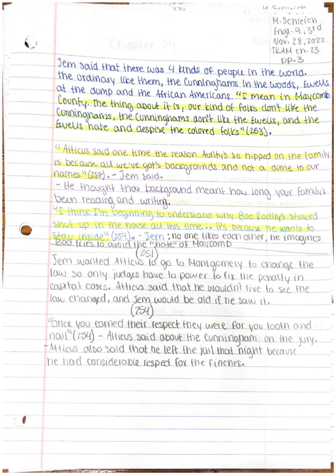 247
# Chapter 22
Maryanna Sameich
English 9,3rd
November 28, 2022
TKAM Ch. 22
pp.1
not a
As they walked home from the trial, Jem started to 