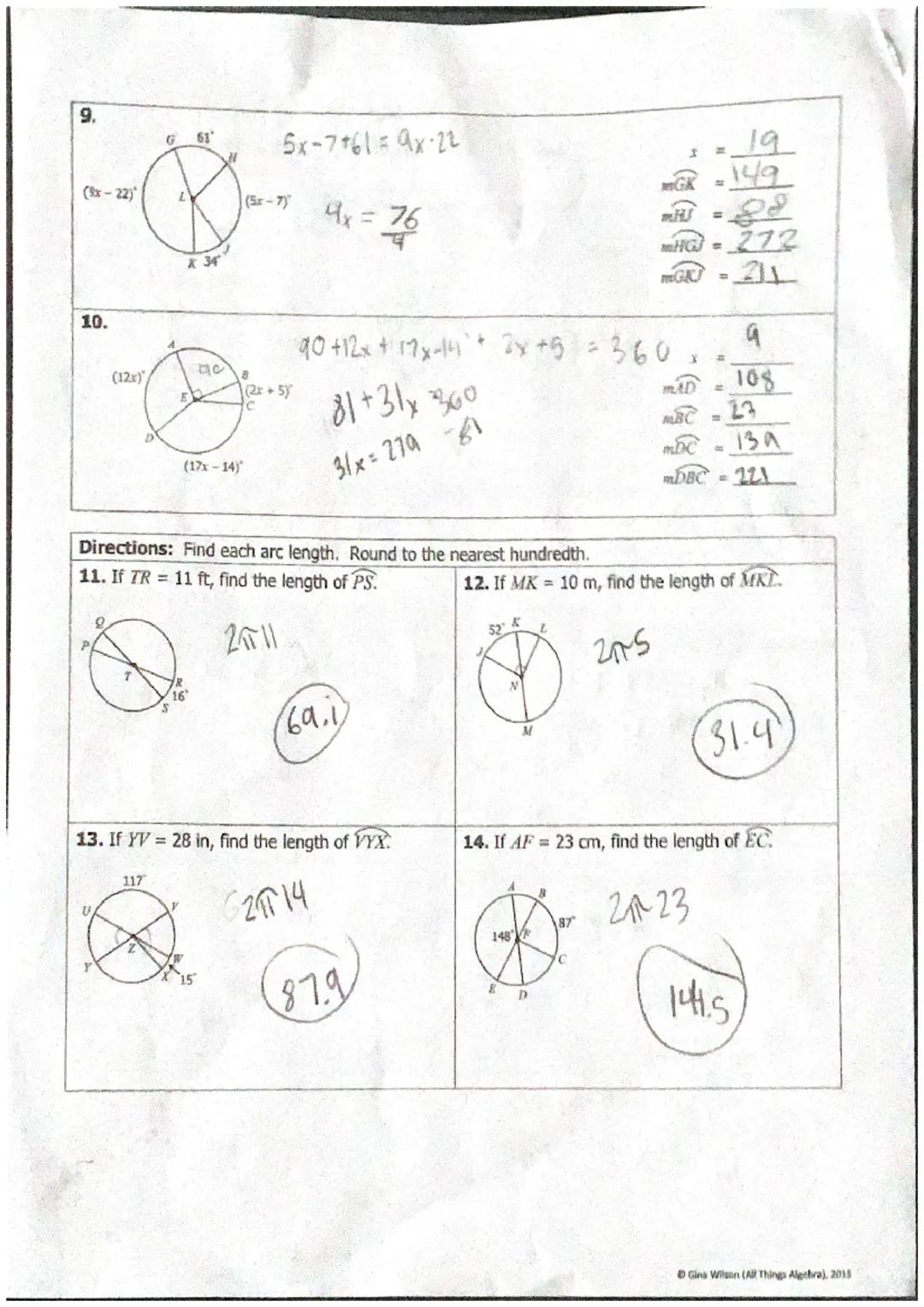 8.
112
(5x+23)
L
(173-41)
$5x+23+17-41=180$
$22x=198$
$x=9$
9.
$8x+2/x-12+10% +9+90=360$
56
1352-12)
१८
$39x+87=300$
79
$x=7$
(10x+9)

Arc L