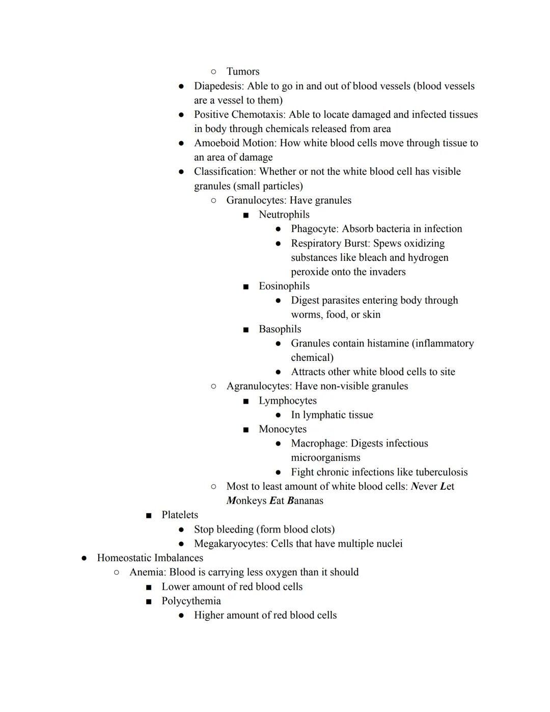 Notes on Blood

*   Carries oxygen, nutrients, hormones, wastes, and body heat through body
*   Properties
    *   Connective Tissue
    *  