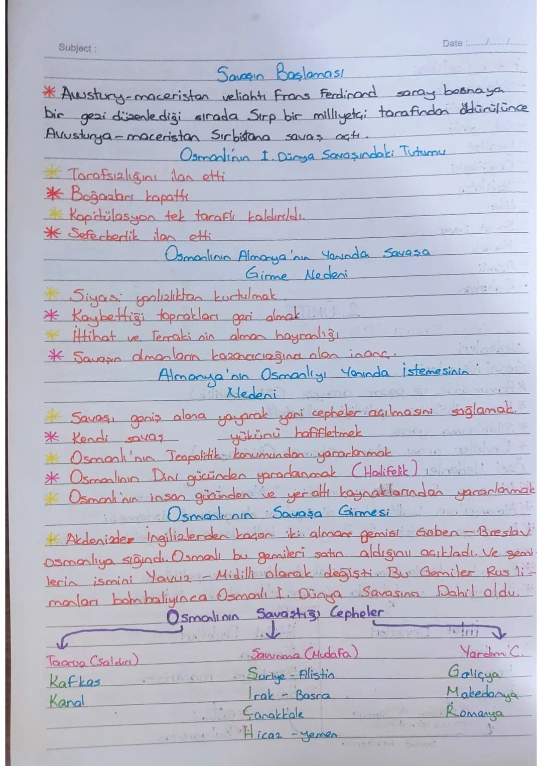 2. ÜNITE

I. Dünya Savaşı (1914-1918)
Nedenleri

Genel Nedenleri
*Hammadde ve pazar arayışı (sömürgecilik)
* Fransız ihtilalinin getirdiği m