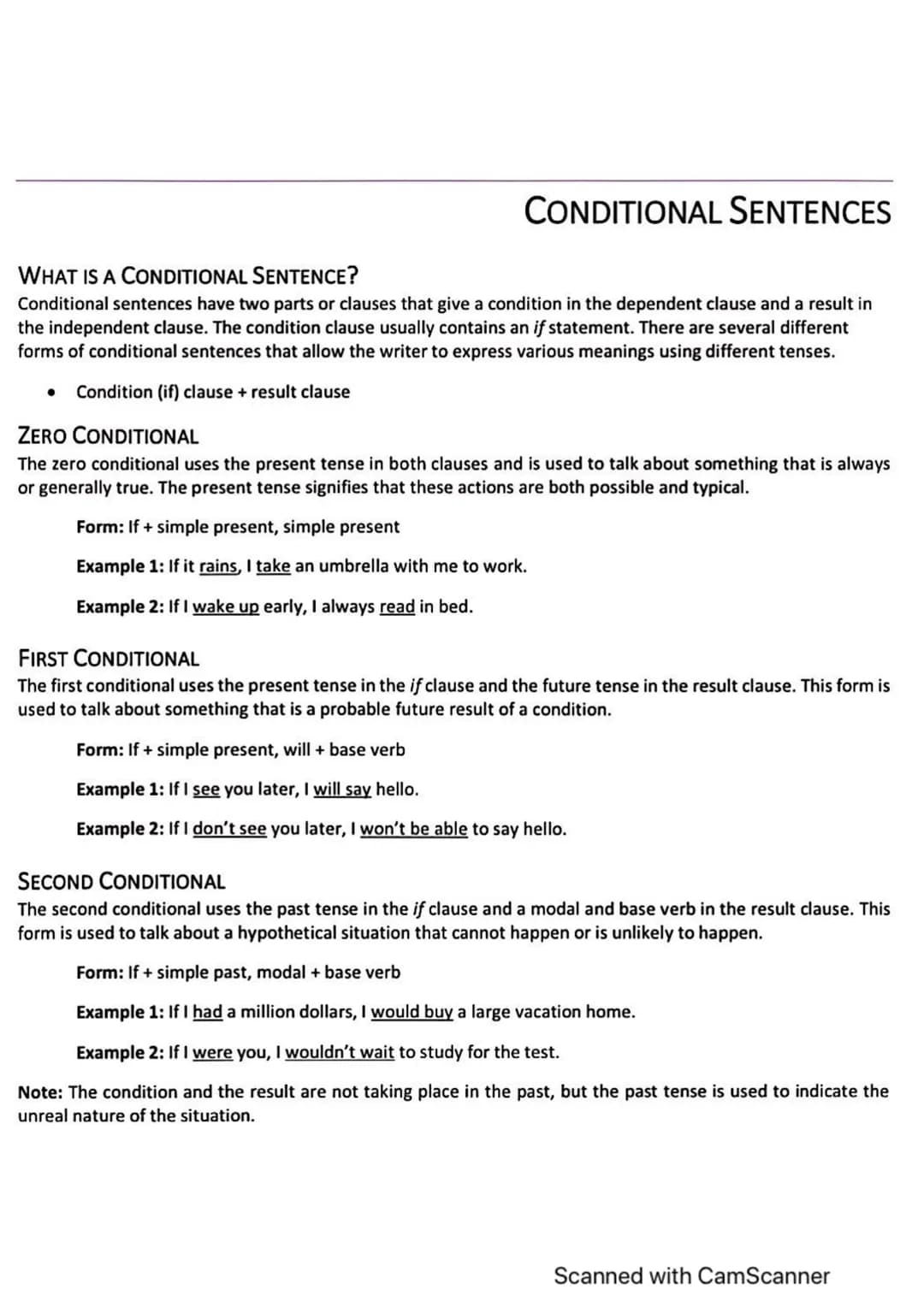 # CONDITIONAL SENTENCES

WHAT IS A CONDITIONAL SENTENCE?
Conditional sentences have two parts or clauses that give a condition in the depend
