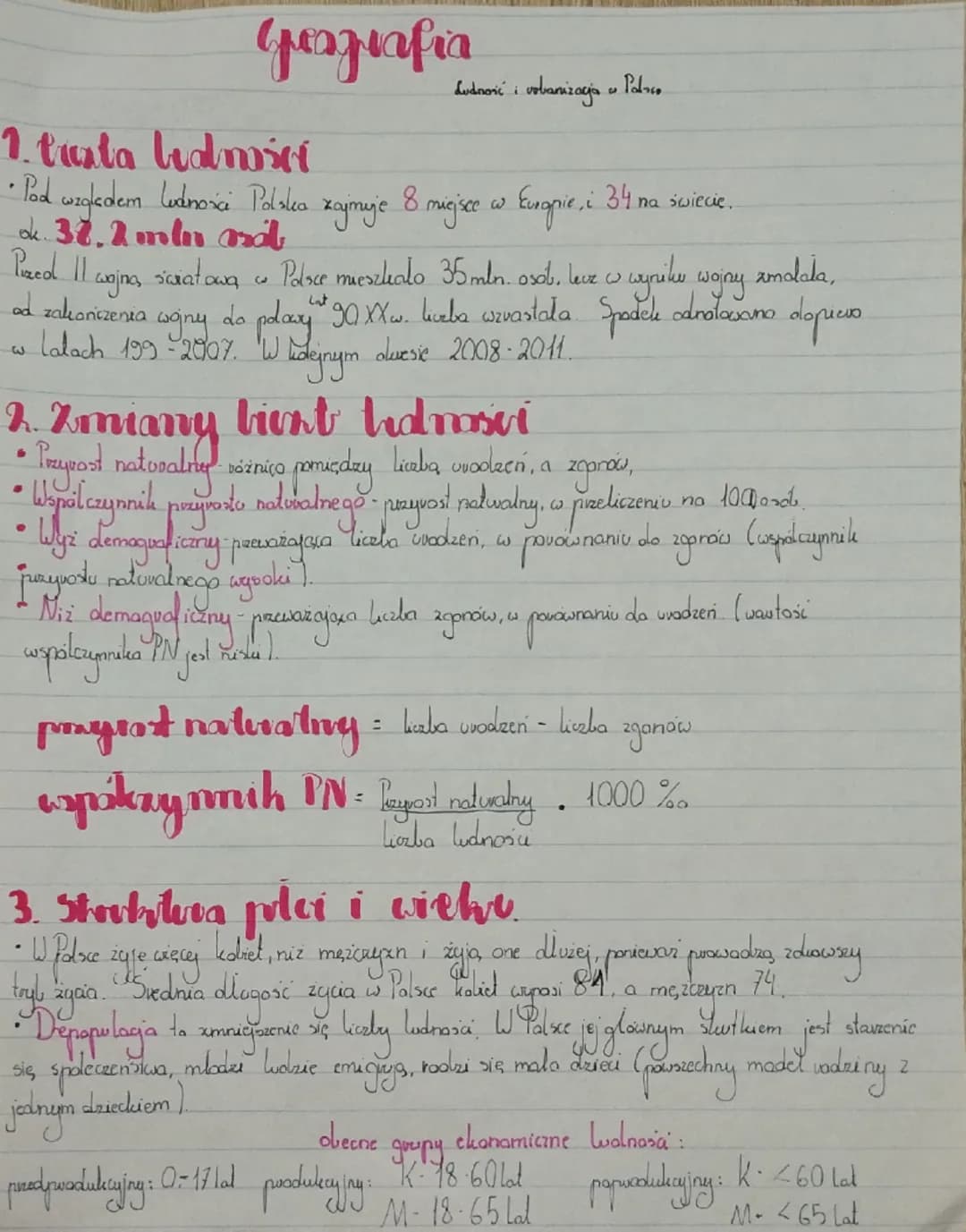 # Geografia
Ludność i urbanizacja w Polsce

1. tuata ludnoś

• Pod względem ludności Polska zajmuje 8 miejsce w Europie, i 34 na świecie.
ok