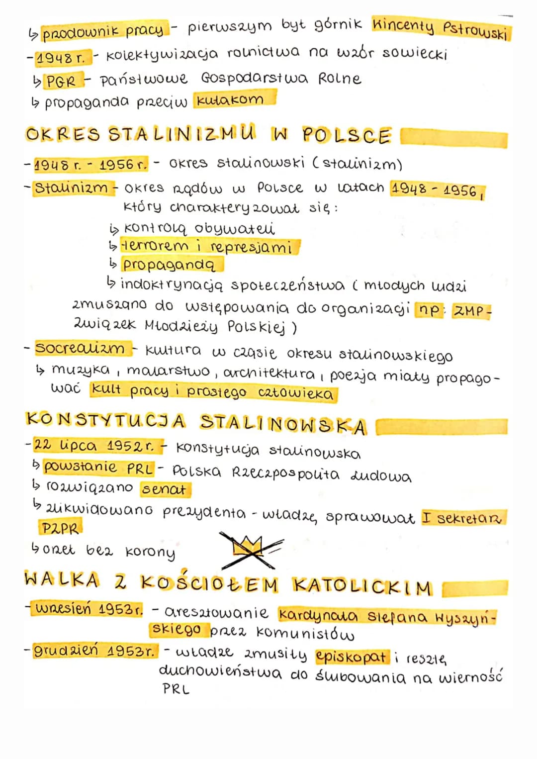 # Polska w
czasach
stalinizmu

POWSTANIE PZPR
POWSTANIE PAPR

- wresień 1947 r. konferencja w Szklarskiej Porębie

↳ odsunięto od władzy Wła
