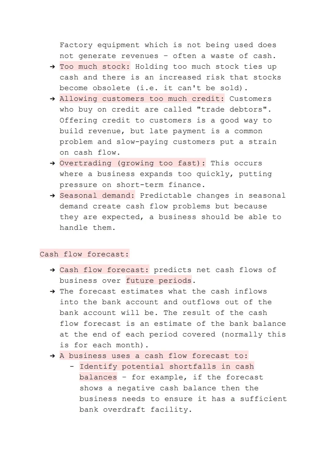 Thursday 4th June 2020

Cash flow revision

Introduction to cash flow:

→ Cash flow describes the movements of cash into
and out of the busi