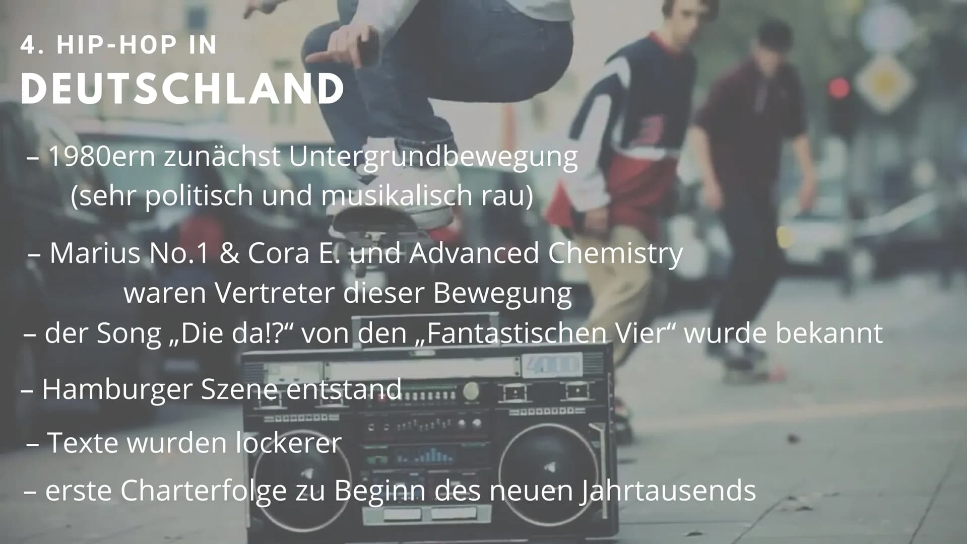 HOW
ANTIFA
BEASTIE
BOYS
ABC
Rap/Hip-
Hop HIPHOP
VON LENI UND LYKKA
嘎 NA

# Inhaltsverzeichnis

IA

8.Die Techniken der DJs

1. Frage an die 