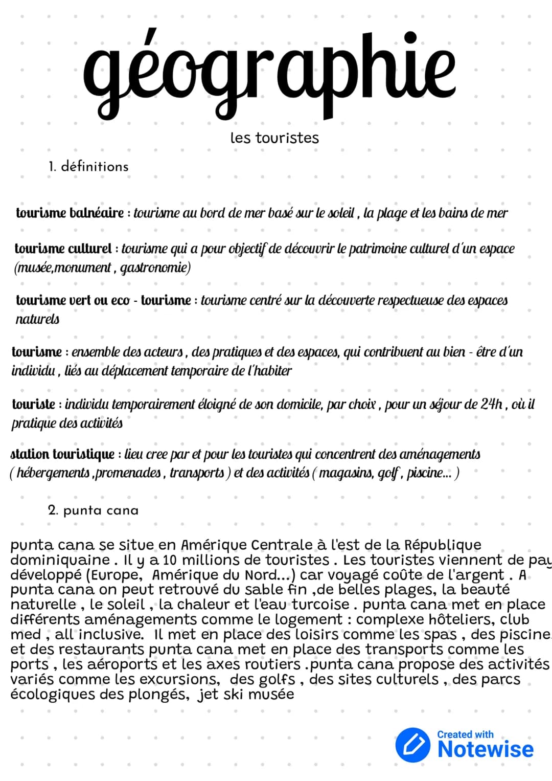 # géographie
les touristes

1. définitions

tourisme balnéaire: tourisme au bord de mer basé sur le soleil, la plage et les bains de mer

to