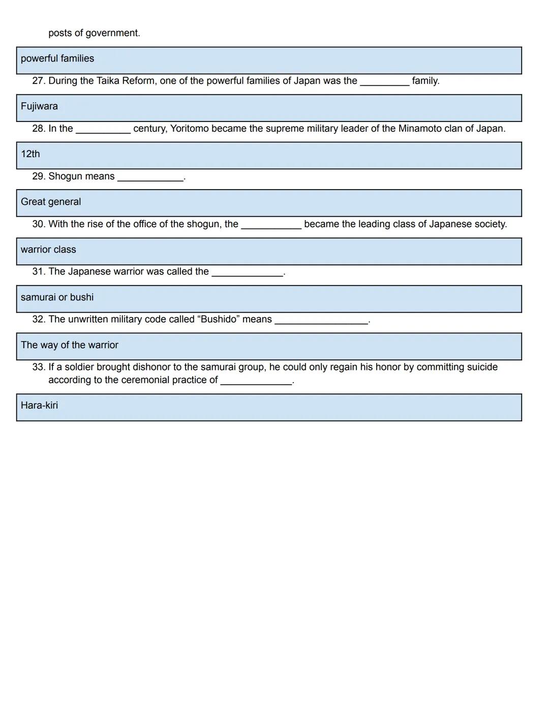 # Asian History Study Guide Packet
(Japan)

ASIAN
HISTORY # Asian History (Japan) Study Guide

Directions: Read and answer the following que