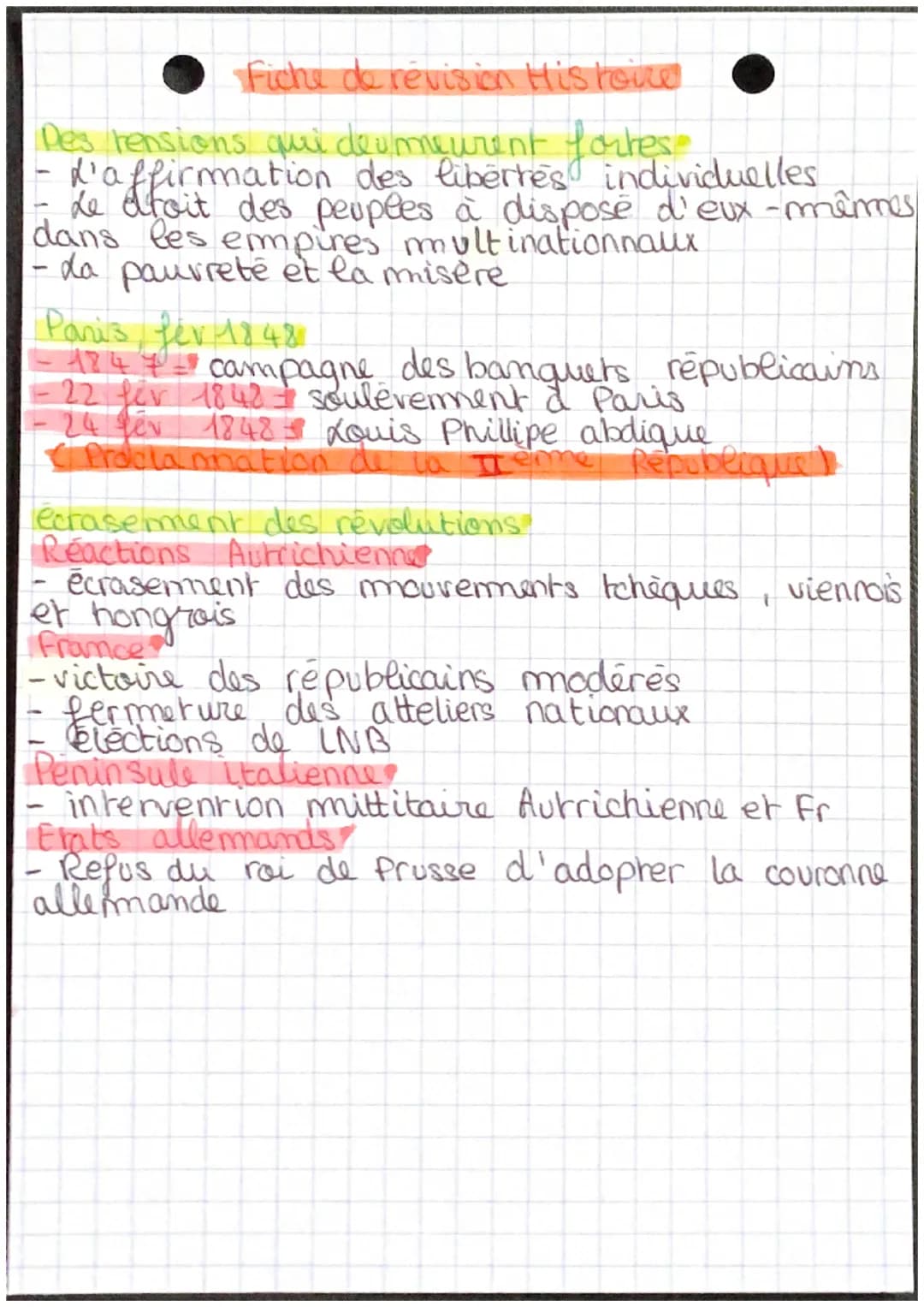 # fiche de révision Histavce!

Vers un nouvel ordre européen
le congres de vienne : C'est une conte
conferencendes
représentants diplomatiqu