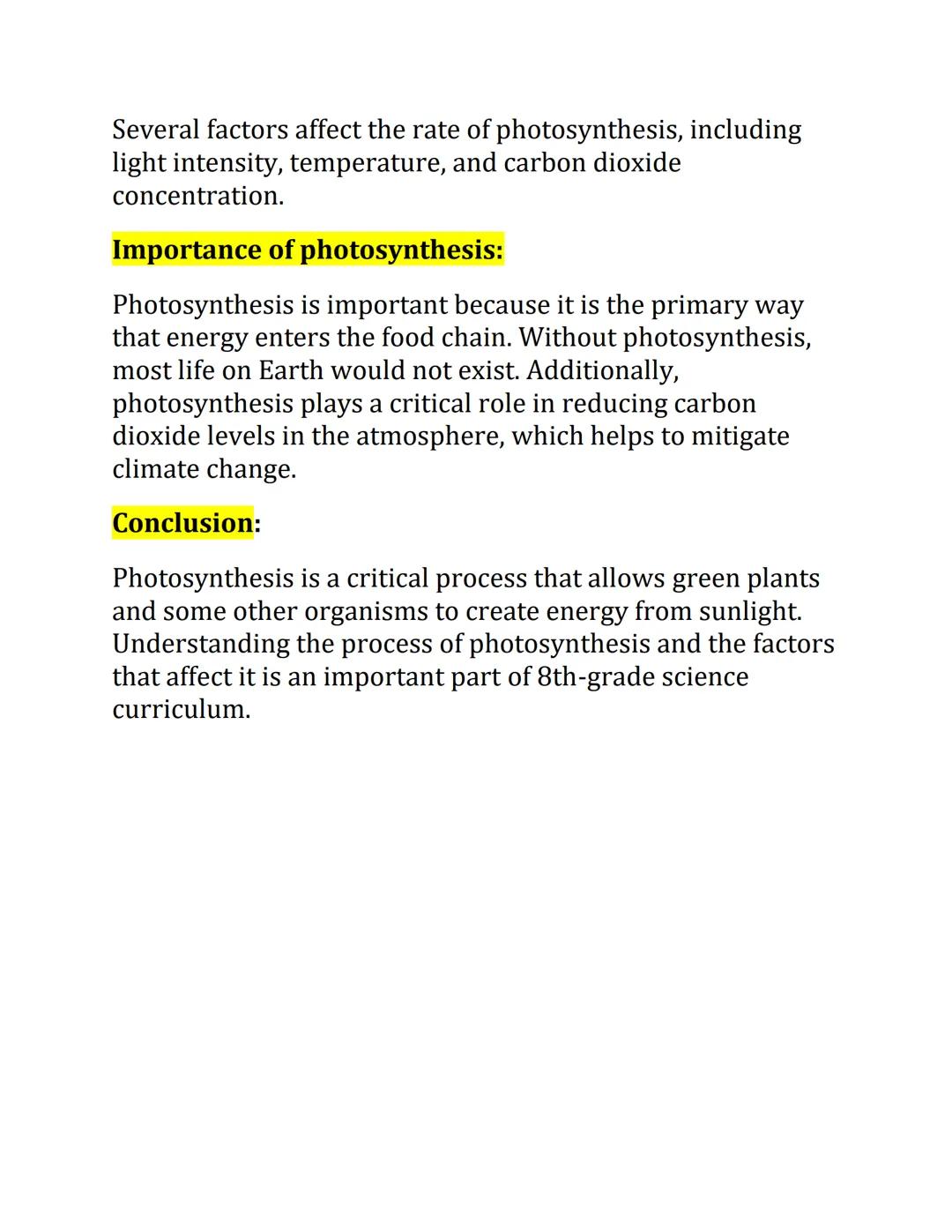 # Photosynthesis Study Notes

What is photosynthesis?

Photosynthesis is the process by which green plants and
some other organisms use sunl
