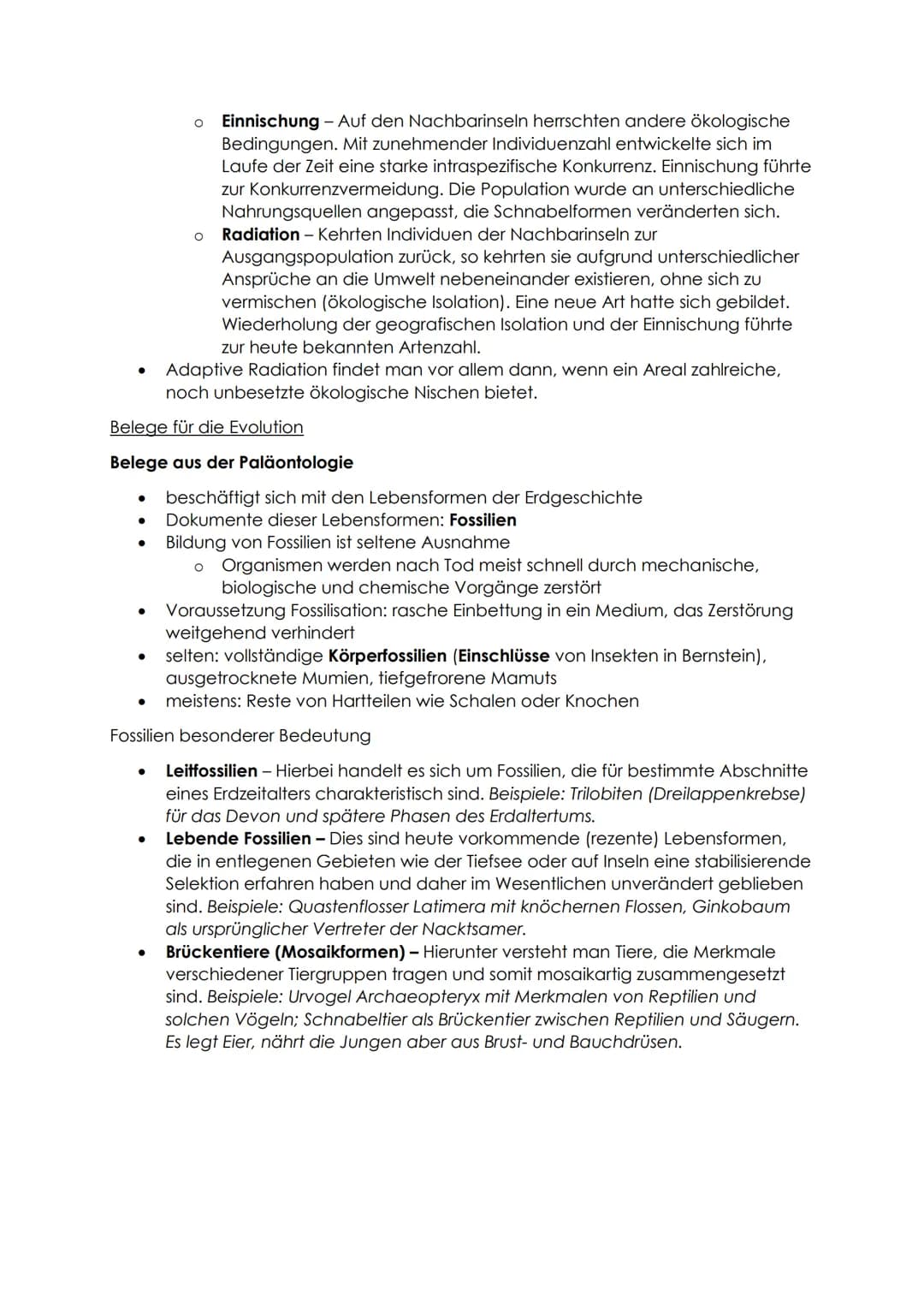 # Biologie Zusammenfassung - Evolution

Definition: Der gemeinsame Ursprung aller Lebewesen, ihre Verwandtschaft und
Veränderlichkeit sind G