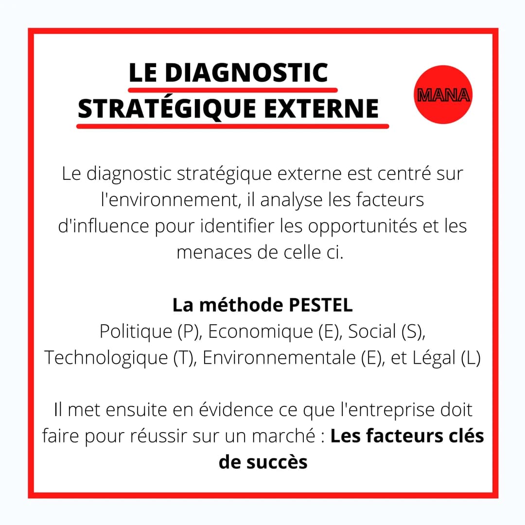 MANAGEMENT

LE DIAGNOSTIC
STRATÉGIQUE # QU'EST CE QUE LE
# DIAGNOSTIC STRATÉGIQUE

MANA

Le diagnostic stratégique est une démarche qui
perm