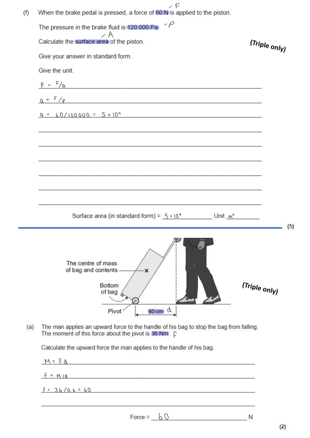 GCSE Physics - Paper 2 calculation practice

weight mass x gravitational field strength

work done = force distance (along the line of actio