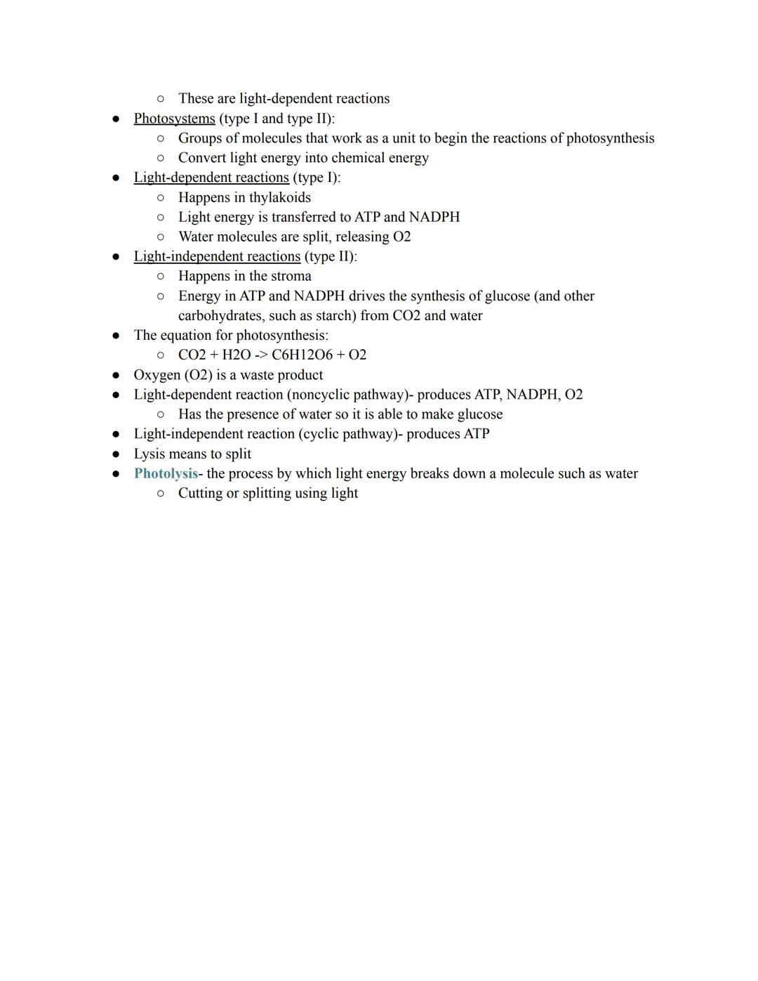 # BIO 103 Test 3 Lecture 3 Notes
• Photosynthetic organisms use pigments to capture energy
• Photosynthesis- the synthesis of organic molecu