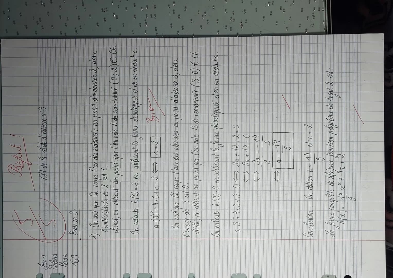Jana
Valeria
Mocan
163
Ryait
OM de la disse d'exercice n°3
Exercice 3.
1) On sait que Ch coupe l'axe des oidonees au point d'ordonnée 2, don