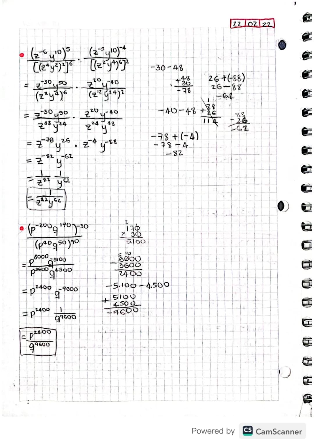 exponente
# Potenciación
$a^n = c$
↓
Base
Potencia

$α^0 = 1$
$a^1= a$
$a^n= \frac{1}{a^n}$

(-3)³=-27
Base negativa, exponente impar=Negati