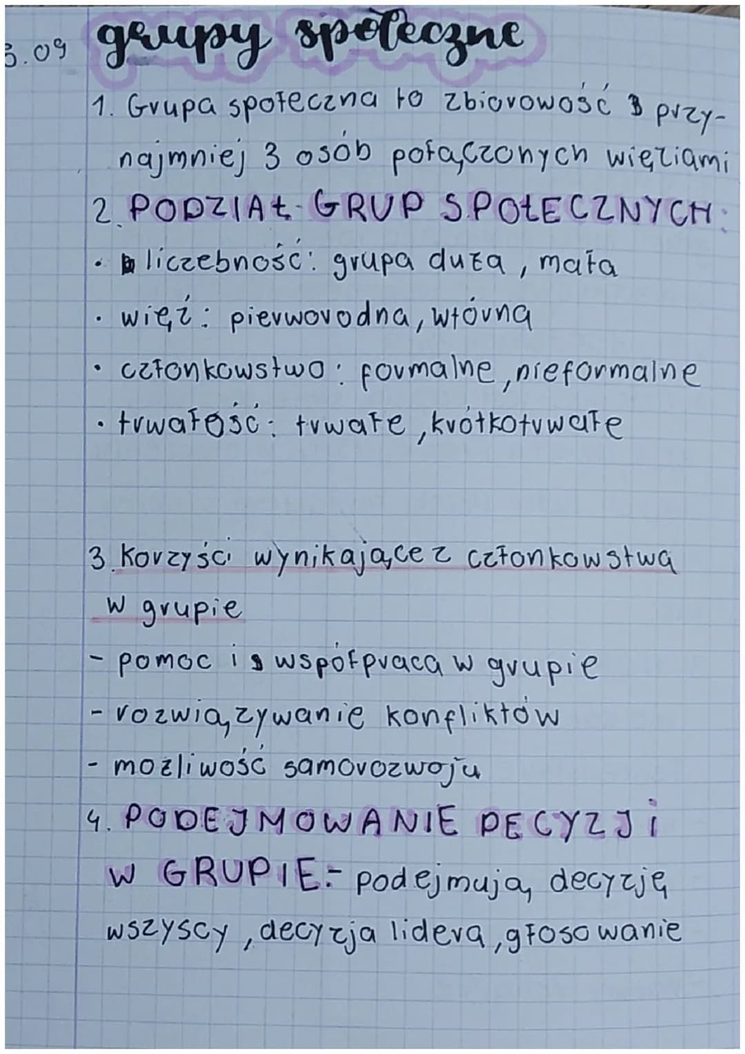 3.09 grupy spoleczne

1. Grupa społeczna to zbiorowość B przy-
najmniej 3 osób połączonych więziami
2. PODZIAŁ GRUP SPOŁECZNYCH
* bliczebnoś