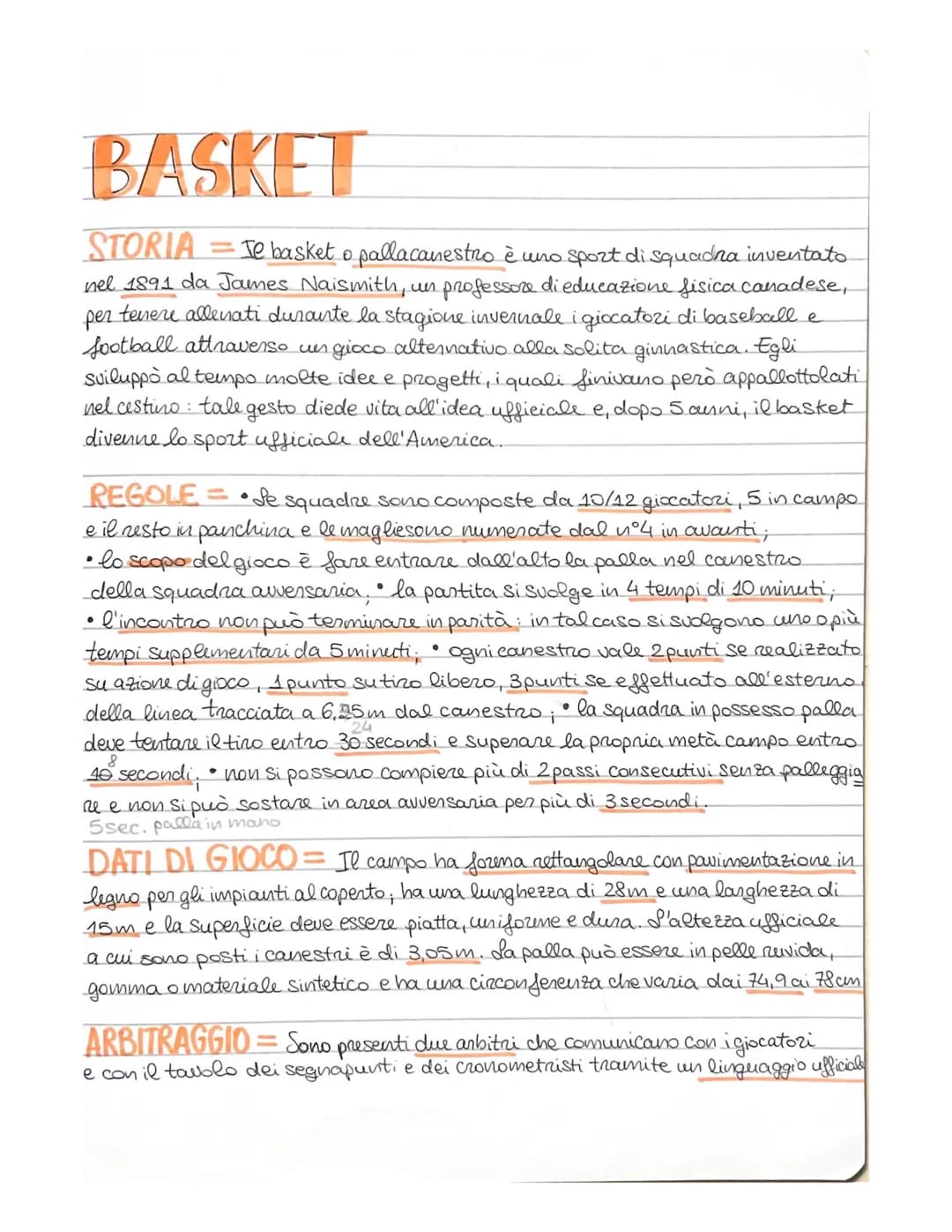 # BASKET

STORIA = Te basket o pallacanestro è uno sport di squadra inventato
nel 1891 da James Naismith, un professore di educazione fisica