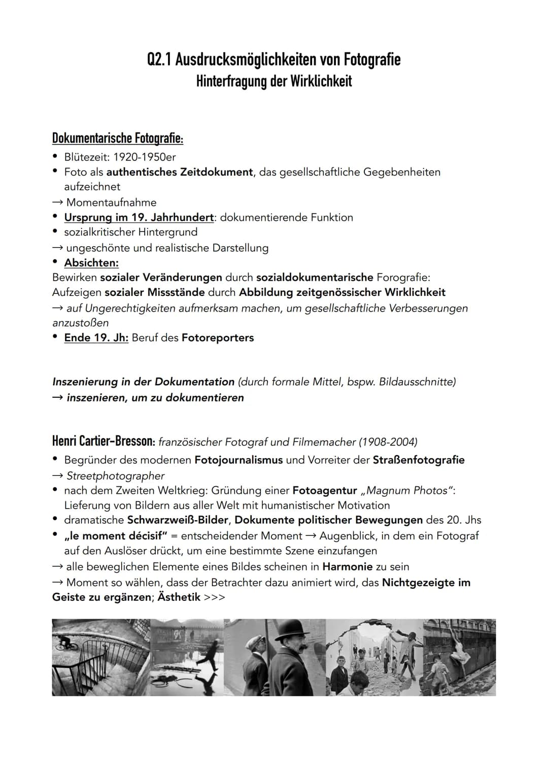 # Q2.1 Ausdrucksmöglichkeiten von Fotografie
Hinterfragung der Wirklichkeit

Dokumentarische Fotografie:
*   Blütezeit: 1920-1950er
*   Foto