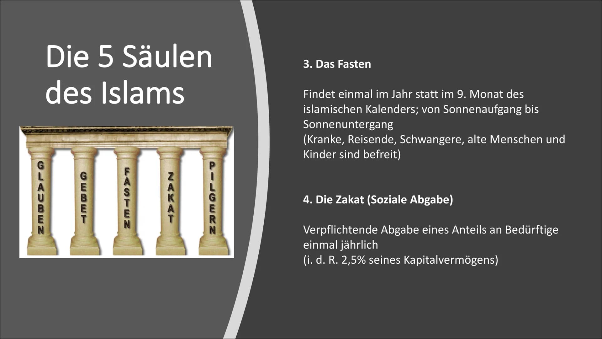 Der Islam - Allgemeines
- Entstehung des Islams
- Gott im Islam
- 5 Säulen des Islams
- Koran

Gliederung

- Moschee
- Kaaba
- Gemeinsamkeit