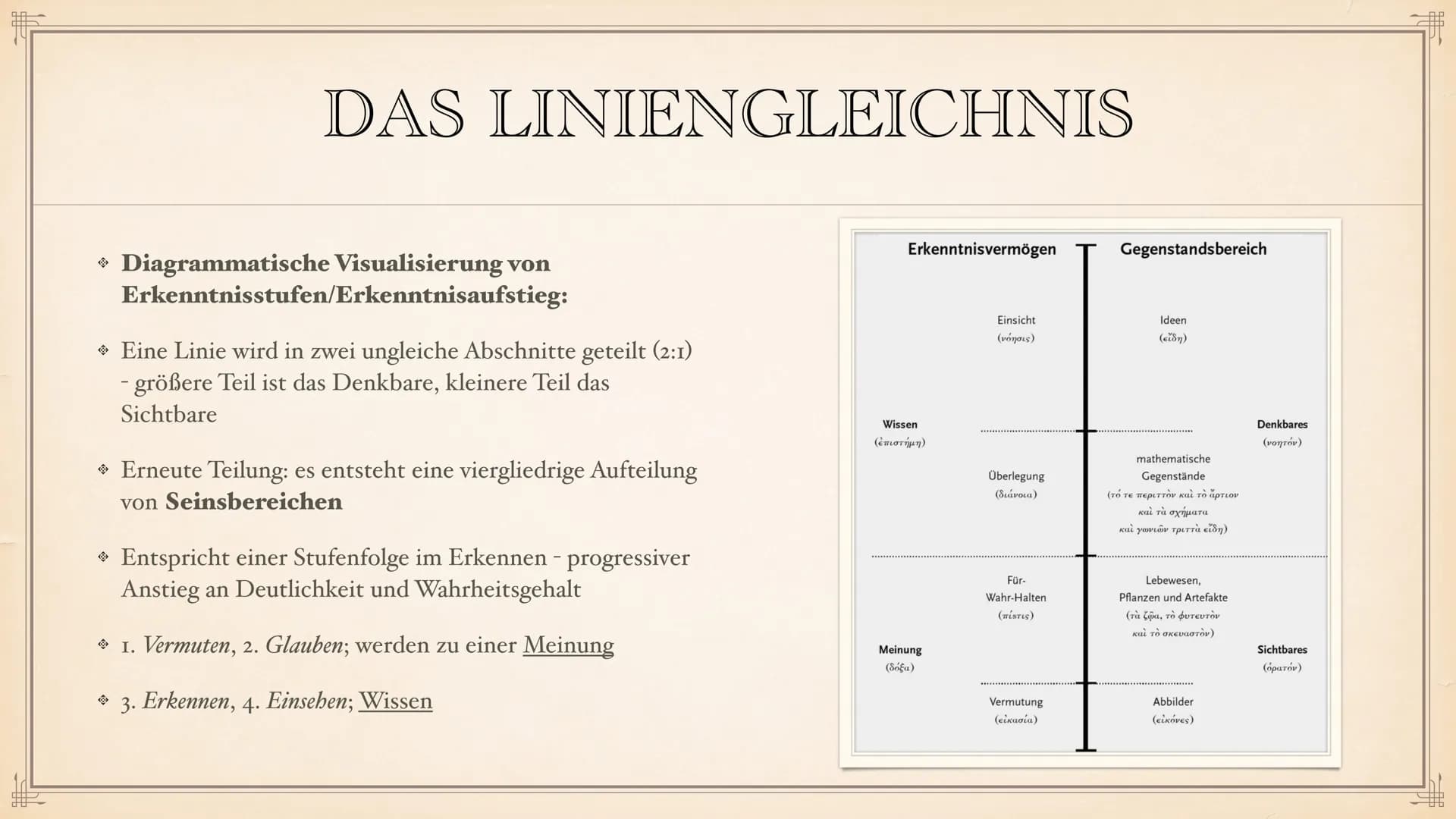 # PLATONS

# ERKENNTNISTHEORIE

EIN REFERAT VON LEONIE UND NURA # ZU SEINER PERSON:

GEBOREN: UM 428 V. CHR. IN ATHEN

- Sohn einer Einfluss